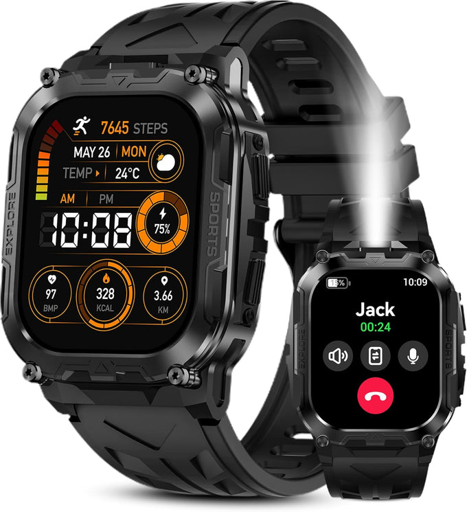 AMAZTIM Smart Watch, Rugged Fitness Watch, 40 Days Battery, Flashlight
