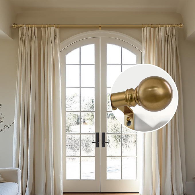 2 Pack Warm Gold Curtain Rods Double for Windows 72 to 144 Inch Extra Long