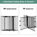 Costzon Baby Safety Gate, 121 Inch Length 5 Panel Adjustable Wide Fireplace Fence, BBQ Metal Fire Screen Gate, Pet Isolation Fence with Walk-Through Door, Freestanding Pets Gate
