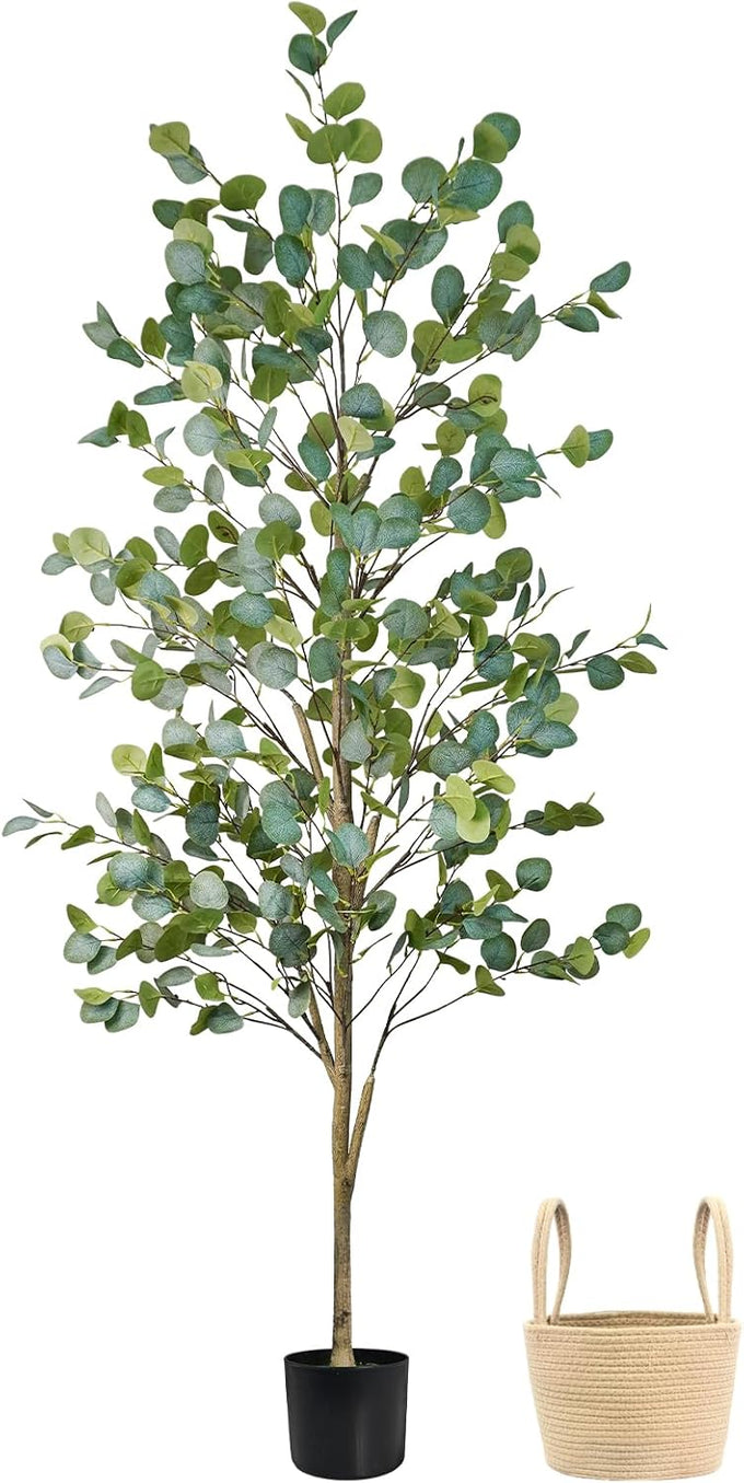 Caxchiling Artificial Eucalyptus Tree 6FT, Faux Floor Tree Indoor Outdoor