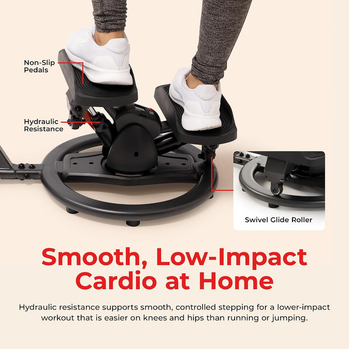 Sunny Health & Fitness Swivel Stepper w/Handlebars & 3 Motion Modes