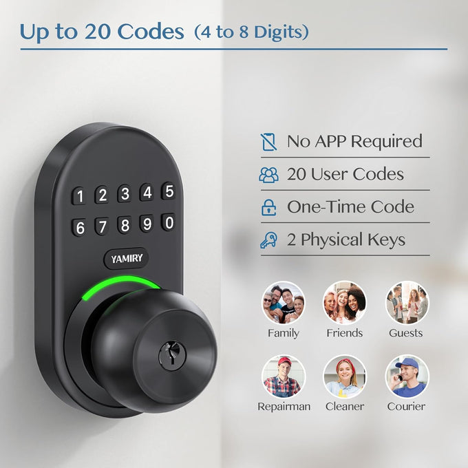 Keypad Smart Door Knob Lock, Yamiry Keyless Entry Digital Lock with Handle