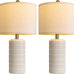 PoKat 20.75" Small Modern Ceramic Table Lamps Set of 2 for Bedroom, White