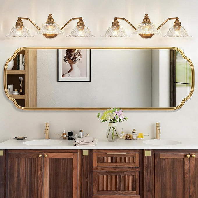 Redluck 3-Light Vintage Bathroom Light Fixtures, Vanity Lights Brass Gold