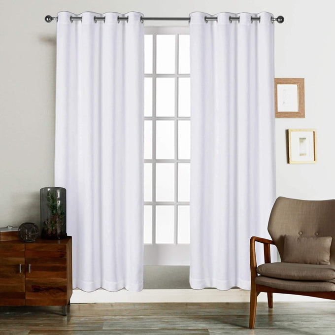 Tiny Break White Cotton Curtains - Solid & Thick Window Curtains 72 Inch Long, Made of 100% Cotton, Grommet Top, Moderate Room Darkening Bedroom & Living Room Drapes - 55 x 72 Inch - Set of 2