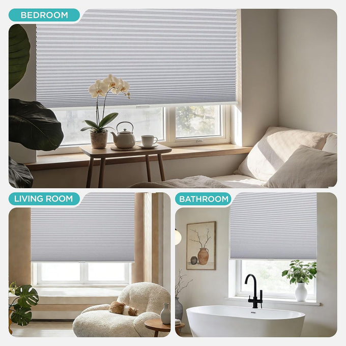 Joydeco No Drill Cordless Blackout Cellular Shades, 35" W x 64" H, White