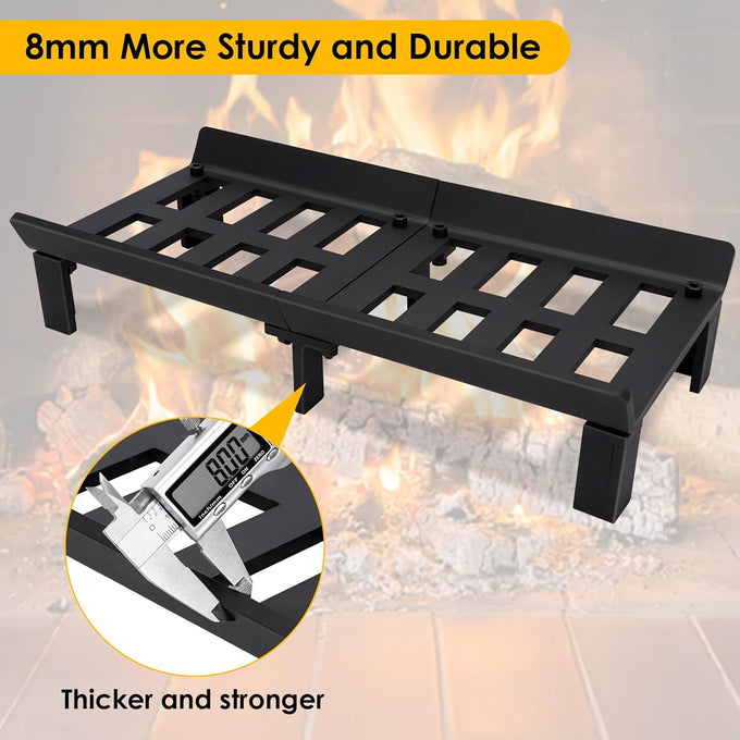 Fireplace Grate 20 Inch with Back Plate, Wood Stove Log Holder
