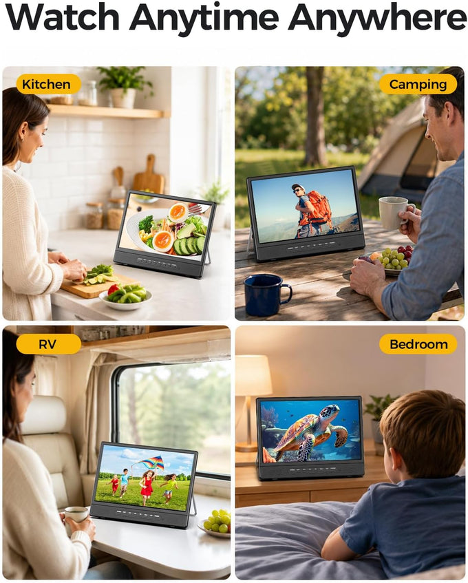 Desobry 12 Inch Small Smart TV, LCD Small Kitchen TV with WiFi