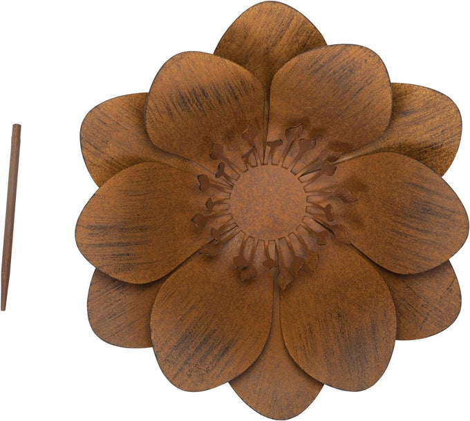 JAXPETY Metal Flower Garden Art, Outdoor Garden Decoration for Yard Lawn Patio, Bronze