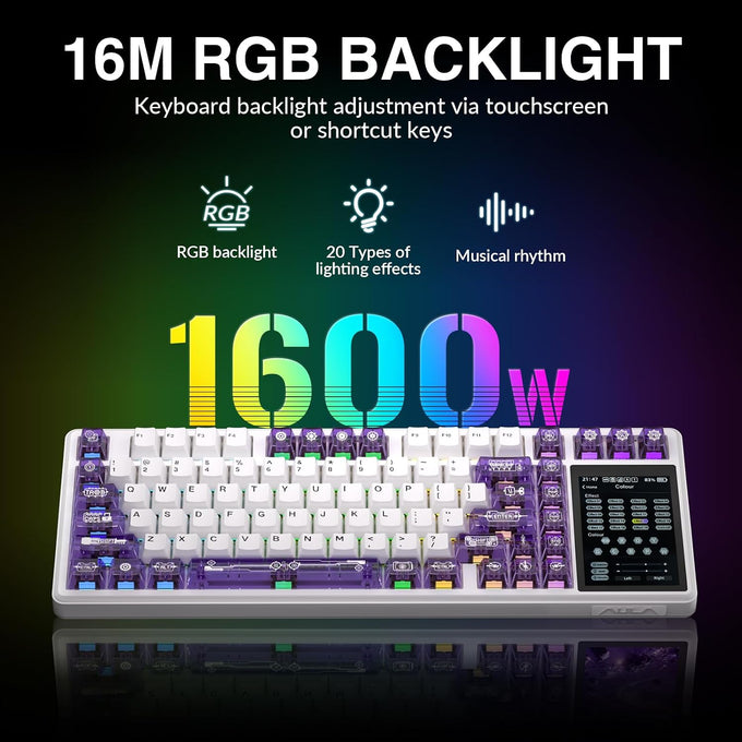 Aula L99 Wireless Mechanical Gaming Creamy Keyboard with Smart Touch Screen