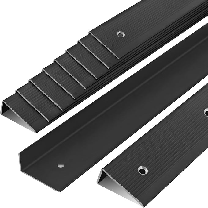 35.4“ 10pcs 1.79 * 0.79" Matte Black Aluminum Stair Nosing with Hole, Anti-Slip Edge Protector for Indoor & Outdoor Stairs, Waterproof Self-Adhesive Stair Molding Trim