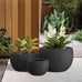 Kante Set of 3 Black Concrete Bowl Planters 20" 15.7" 11.8" Dia