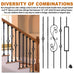 10 Pack Wrought Iron Balusters, 44" Balusters for Staircase Interior