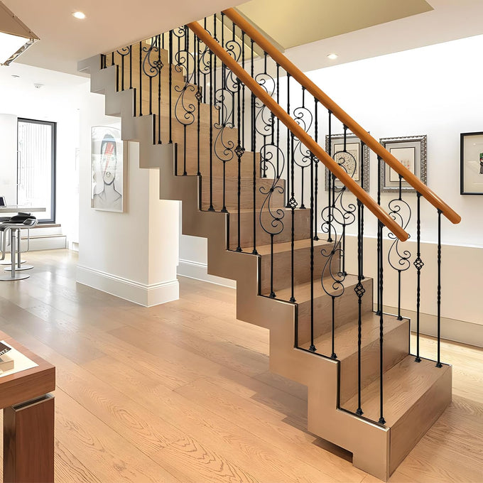 10 Pack Wrought Iron Balusters, 44" Balusters for Staircase Interior