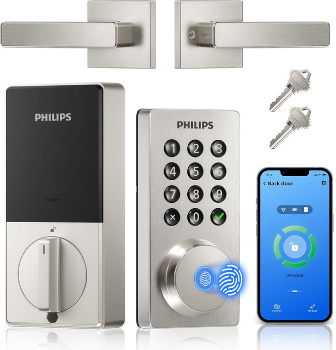 Philips WiFi Keypad Deadbolt with Handle, Built-in WiFi, APP Remote Control