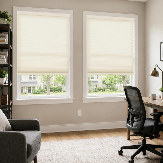 HESTIA No Drill Light Filtering Cellular Shades, Ivory, 38.5" W x 64" H