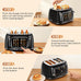 Mecity 4 Slice Toaster, Wide Slot Retro Design, 120V 1650W, Jet Black