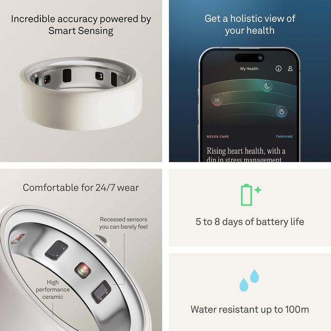 OURA Ring 4 Smart Ring - Ceramic Cloud - Size 15