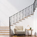 16 Pack Wrought Iron Balusters for Staircase Interior, 1/2" x 44" Hollow Deck Spindles Stair Railing Indoor with 32 Fixed Swivel Shoes, Metal Double Basket Decorative Stair - Matte Black