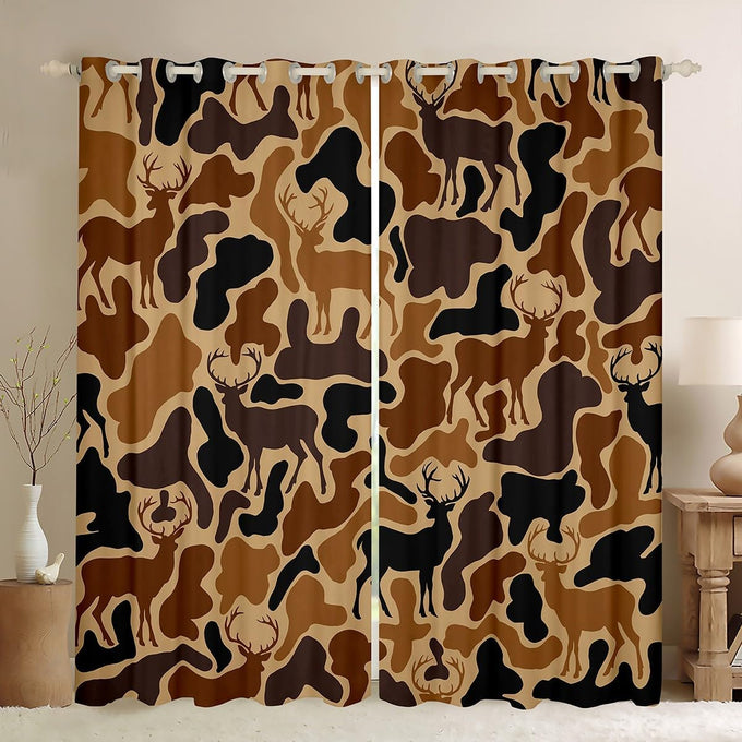 Feelyou Camouflage Camo Treatments Window Curtain 2 Panels 52 x 90 Inch