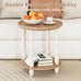 karlott Round Side Table, 2-Tier Farmhouse End Tables Living Room, Beige