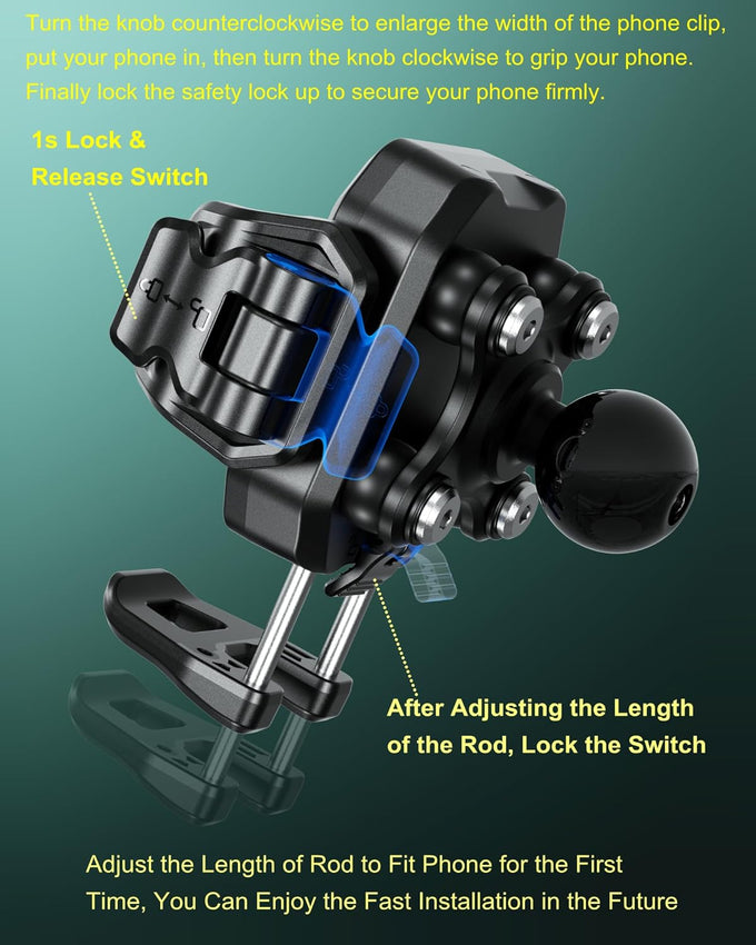 BRCOVAN Anti-Theft Phone Mount Holder with Vibration Dampener, 1s Locking