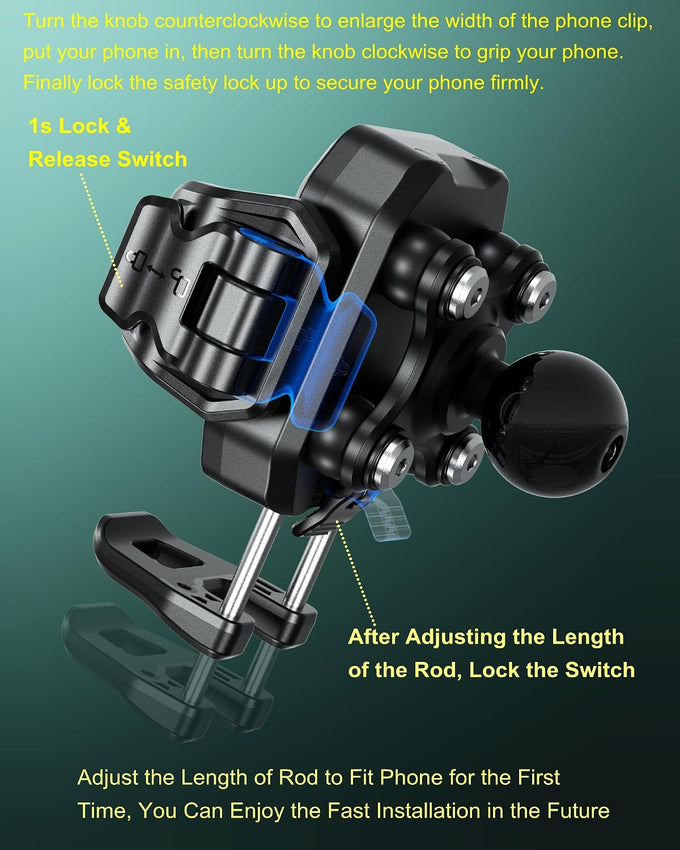 BRCOVAN Anti-Theft Phone Mount Holder with Vibration Dampener, 1s Locking