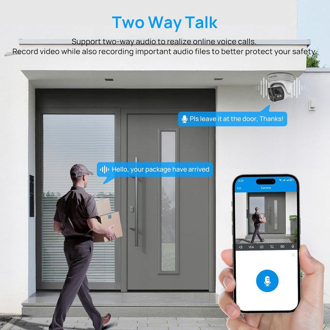 VIKYLIN 4K 8MP Dual Lens PoE IP Security Camera with 180° Panoramic Angle