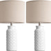 Innqoo 22.6" Modern Ceramic Bedside Lamps Set of 2, Lamps for Bedroom,White