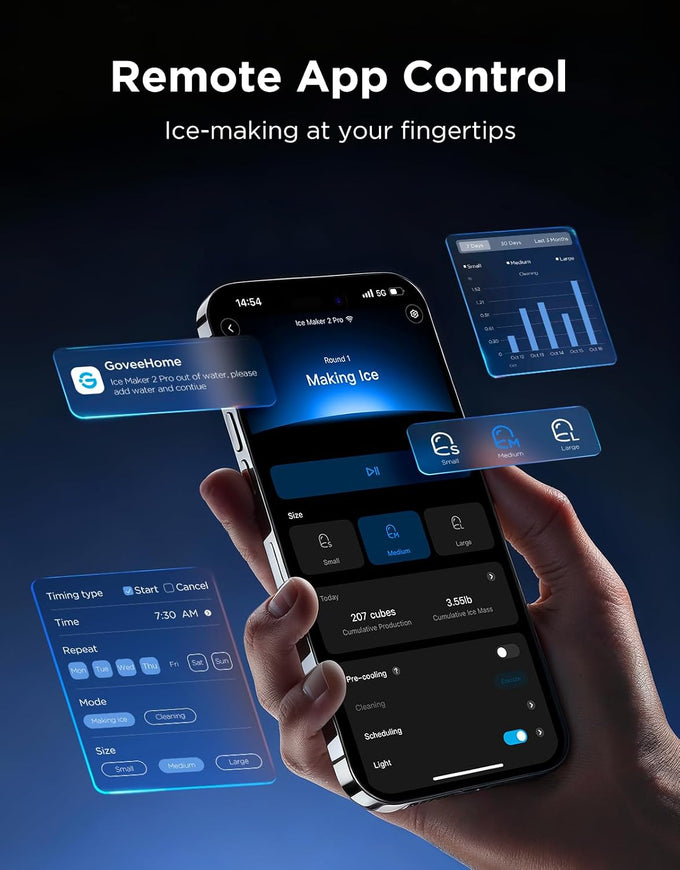 GoveeLife Smart Countertop Ice Maker 2 Pro, 3 Mins 9 Ice Cubes with 3 Sizes
