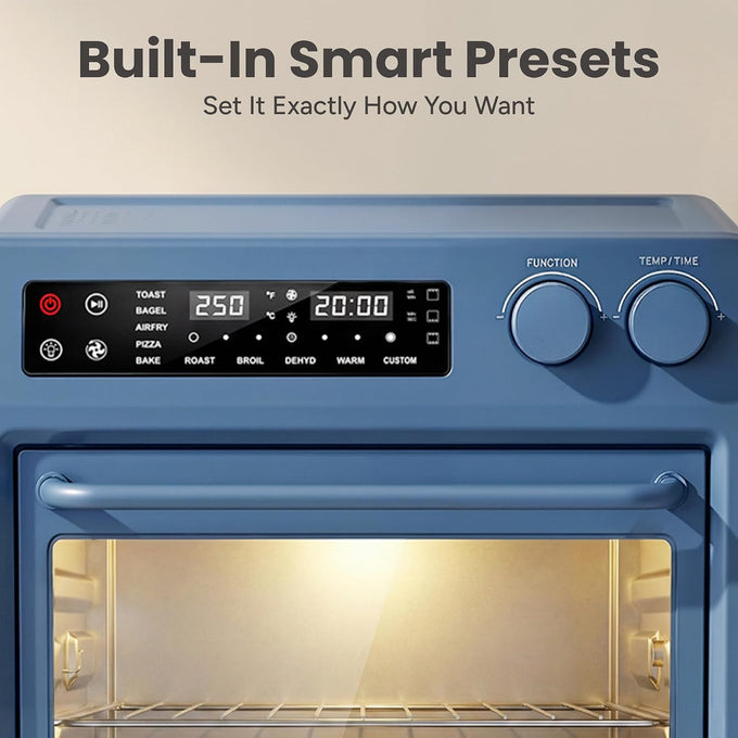 SMIRLY Digital Air Fryer Toaster Oven Combo, 25L Stainless Steel, Blue