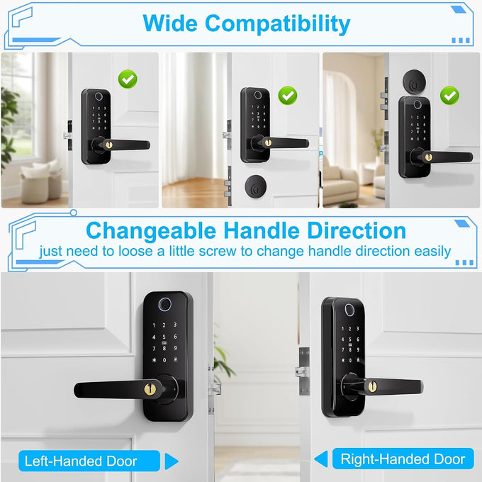 Smart Fingerprint Door Lock with Handle Security Keyless Entry Door Lock