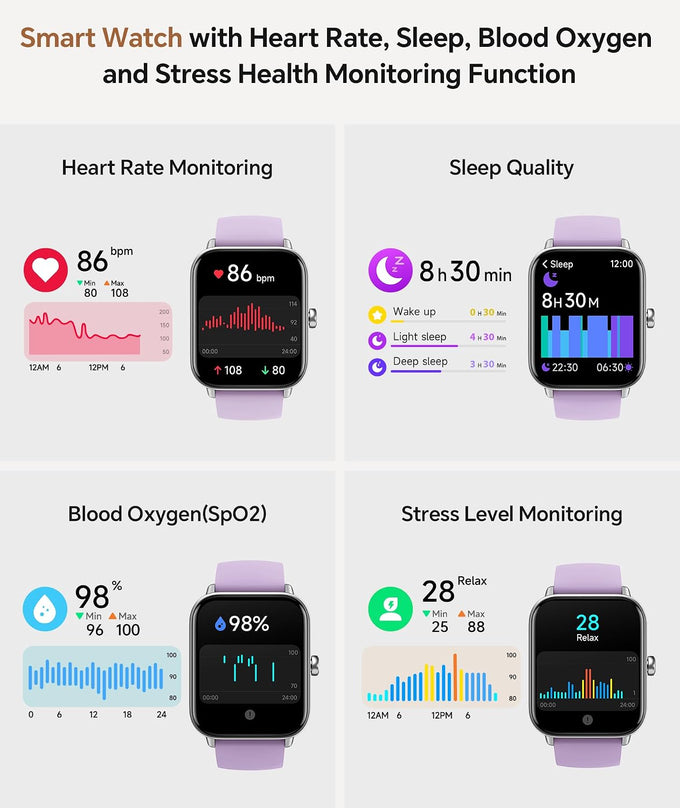 Smart Watch for Women/Men, Bluetooth Calling, Alexa built-in, iOS Android