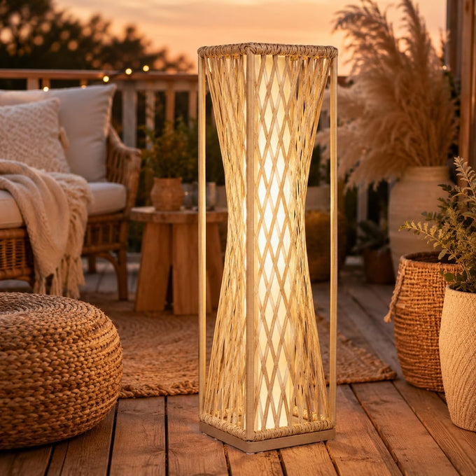 Solar Yard Outdoor Solar Floor Lamp Resin Wicker Solar Light Outdoor Waterproof for Yard, Garden, Pathway, Deck, Dazzle Dance
