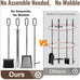 Amagabeli 5 Pieces Fireplace Tools Sets Wrought Iron Indoor Fireplace Set with Poker Tongs Broom Shovel Stand Fire Tools Outdoor Rustic Fire Poker Set Fire Place Hearth Accessories Sets Antique Pewter