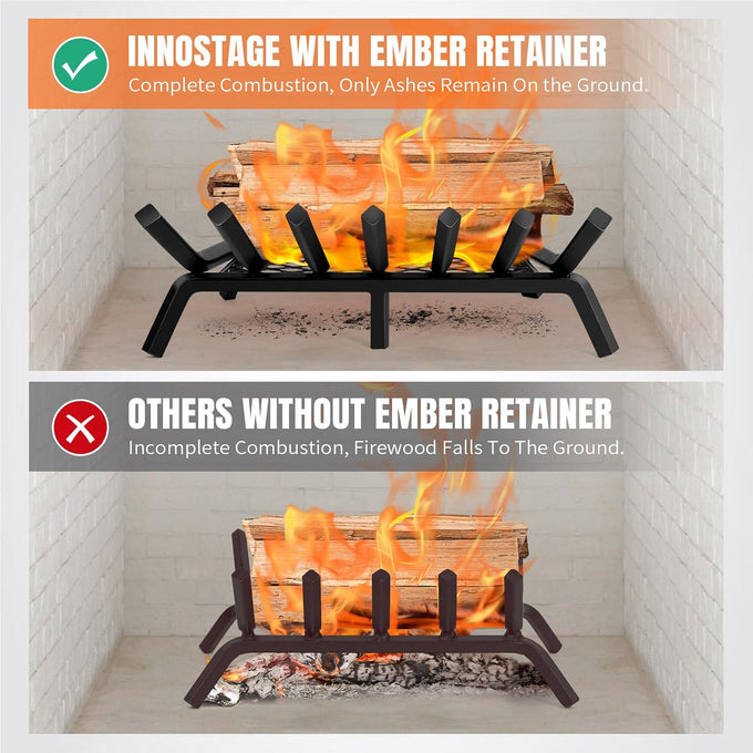 INNO STAGE 21 Inch Fireplace Grate with Ember Retainer