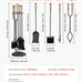 VEVOR Fireplace Tool Set, 5 PCS Fire Tool Set and Holder with Five-Prong Stand, Tongs, Ash Shovel, Brush, Fire Place Poker, Wrought Iron Fireplace Accessories for Indoor/Outdoor, Black & Brass