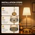 Rechargeable Cordless Table Lamp, Nightstand to End Table,Gold,1 Pack