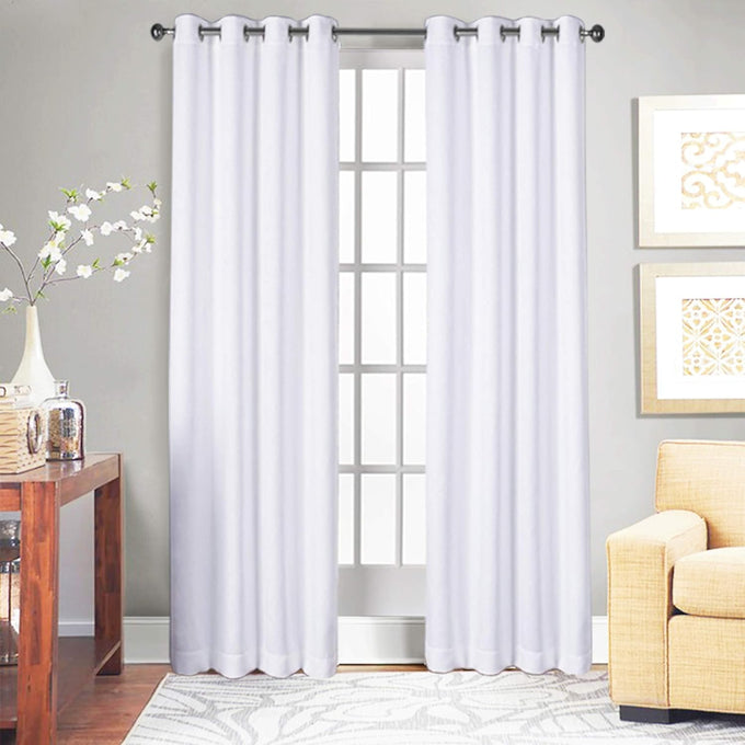 Tiny Break White Cotton Curtains - Solid & Thick Window Curtains 72 Inch Long, Made of 100% Cotton, Grommet Top, Moderate Room Darkening Bedroom & Living Room Drapes - 55 x 72 Inch - Set of 2