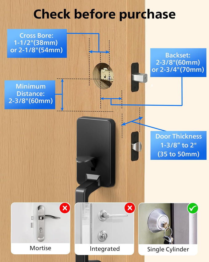 Philips Wi-Fi Smart Deadbolt with 2 Handles, Front Lock Set with Gateway