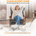 VINGLI Mid-Century Modern Cloud Accent Armchair with Lumbar Pillow, 6.3'' Thick Seat Cushion Comfortable Reading Chair with Wooden Armrests，Boho Lounge Chair for Bedroom, Living Room, Chenille, Grey