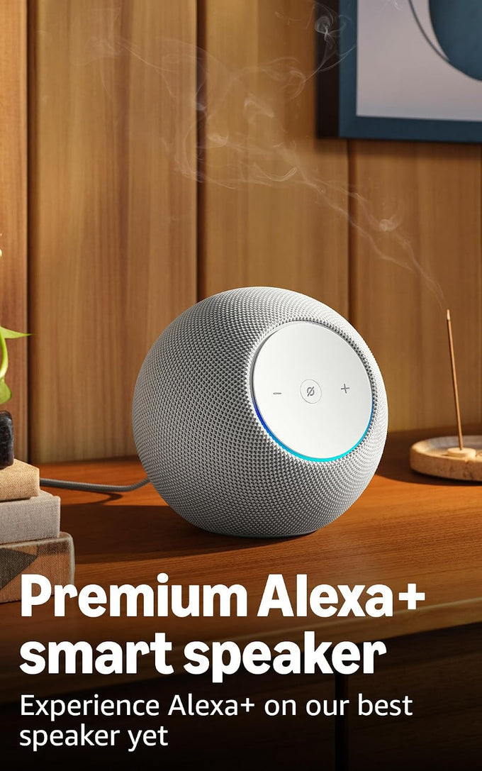 Amazon Echo Studio (newest model), Immersive spatial audio and Dolby Atmos, Designed for Alexa+, Glacier White