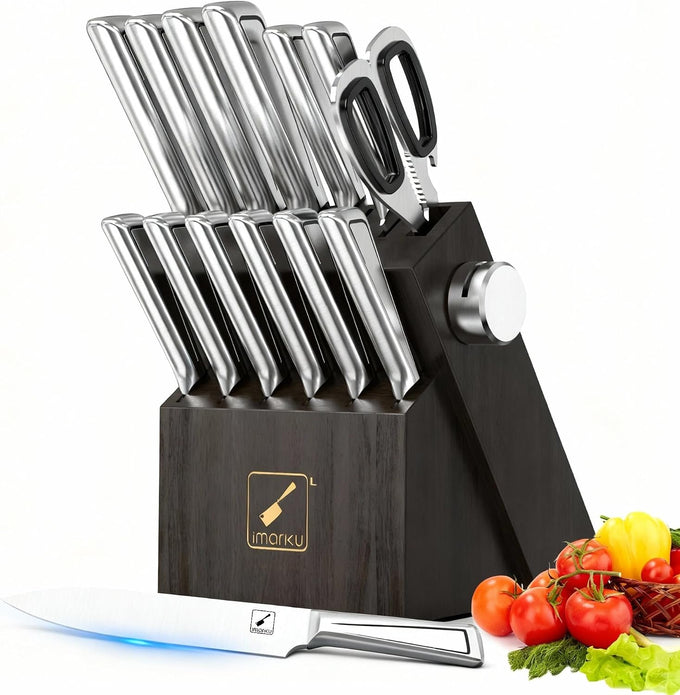 imarku 14Pcs Knife Set, Sleek White Minimalist Kitchen Cutlery Set