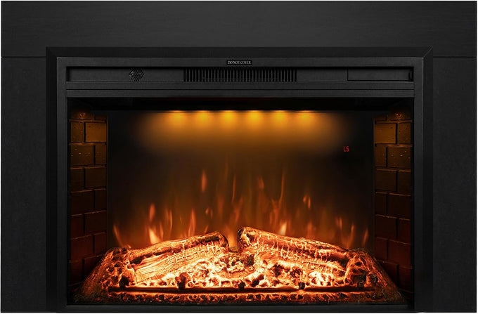 Electric Fireplace Insert Trim Kit for 40 inch Fireplace Electric Inserts, Metal Construction Plates, Black-B09R2114SG