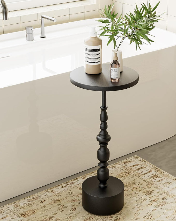 25" End Table, Art Deco Martini Side Table for Living Room, Black