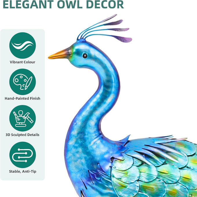 31" L Metal Peacock Garden Statue,Handcrafted Outdoor Yard Art
