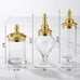 MyGift 3 Piece Clear Glass Apothecary Jars with Metallic Brass Tone Lids