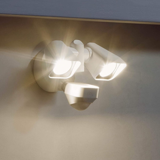 Ring Floodlight Wired — Motion-activated floodlight, bright LEDs, works with Amazon Sidewalk, White