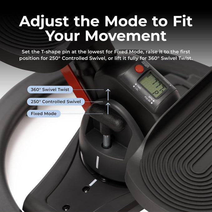 Sunny Health & Fitness Swivel Stepper w/Handlebars & 3 Motion Modes
