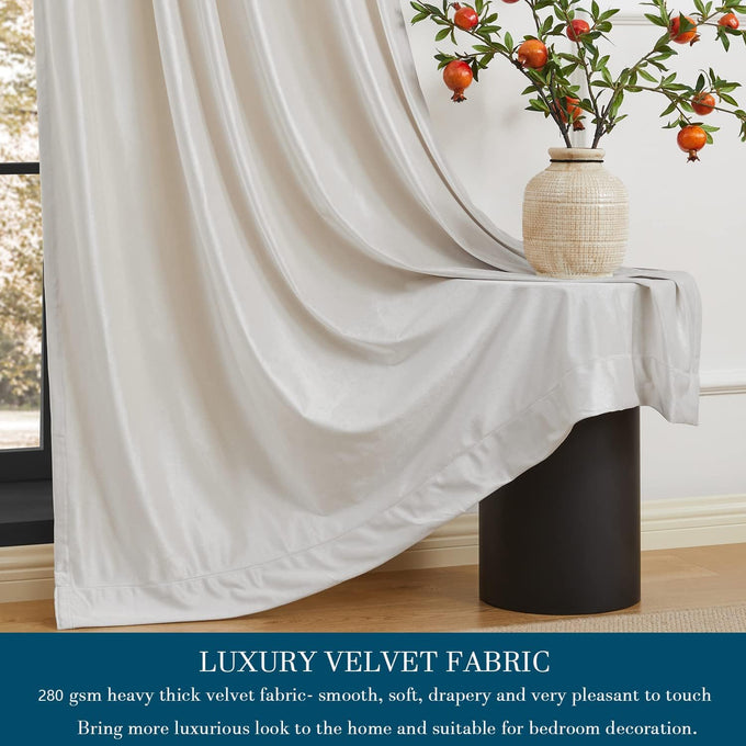 PRIMROSE Cream Ivory Curtains 108 inch for Living Room,2 Panels Drapes Blackout Rod Pocket Back Tab Window Treatment Room Darkening Thick Decorative Curtains for Bedroom